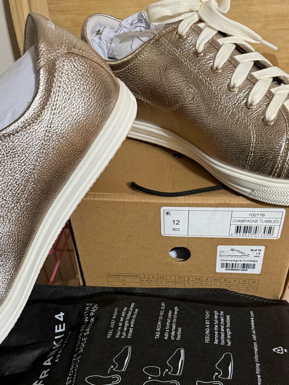 FRANKiE4 Women’s Metallic Rose Gold Low-Top Sneakers - Casual Lace-Up - Picture 2 of 3